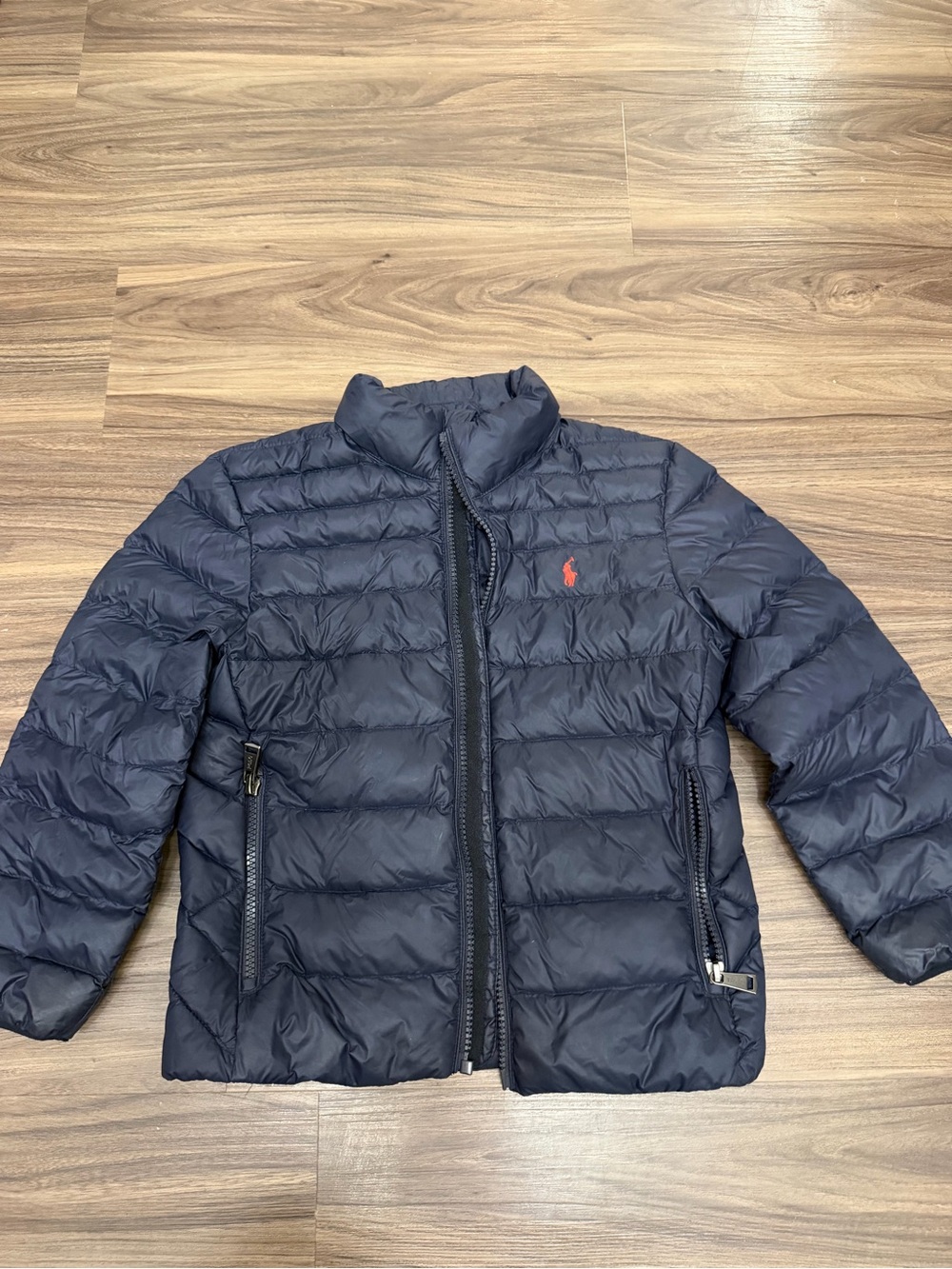 Polo by Ralph Lauren flawed!  Kids sz 6 Navy Quilted Puffer Jacket with Red Logo
